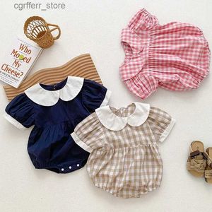 Rompers Summer Infant Vêtements Baby Girl Rompers Doll Collar Body Cuty Body Costumes à manches courtes Contanies Doux Toddler Clothing 0-24M L410