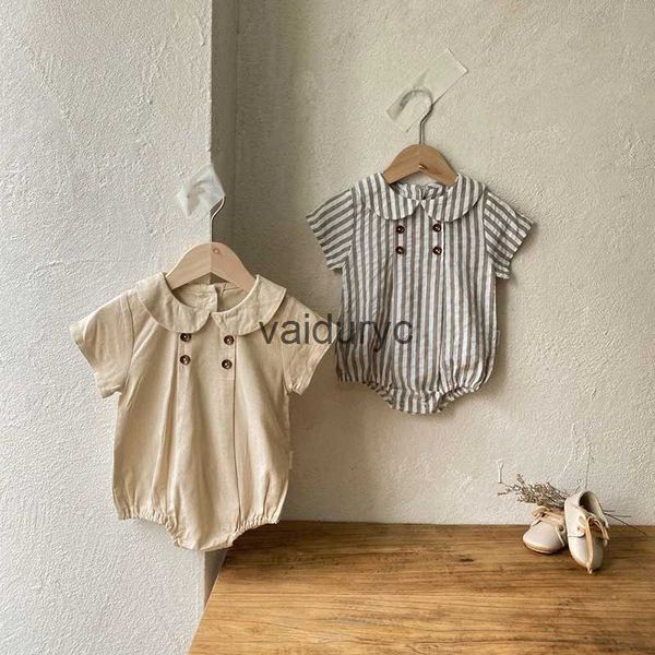 Rompers Summer New Preppy Style Bodys Bodys Cold Girls Body Body Body Breatchable One Piece Baby Clothing H240429