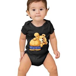 Rompers Teddy Bear Butt Graphics BodySuit Cartoon Vêtements bébé Set Cotton Boys and Girls Jumps Suit à manches courtes NOUVELLES COSSOIRES 2024L240514L240502