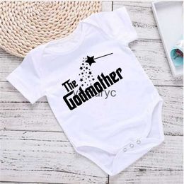 Rompers De peetmother print pasgeboren baby bodysuits grappige zomer korte mouw baby rompers body boys girls jumpsuits peuter outfits h240508