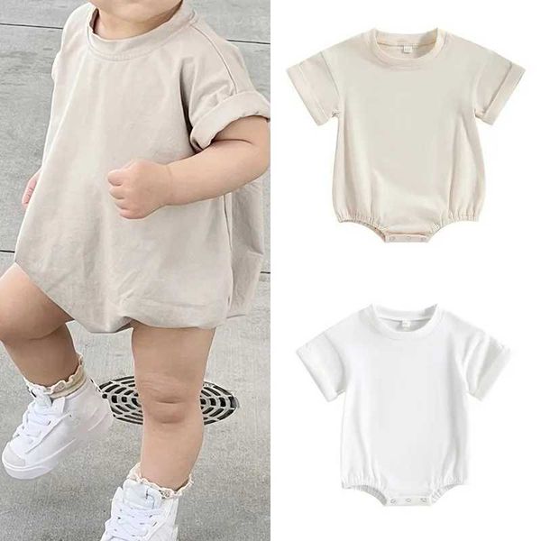 Rompers Toddler Baby Boy Girl Couleur de couleur Couleur à manches courtes Bubble Bulle T-shirt Overs Body Bodys Top NOUVEAU BÉBO BéBOS SUMPRES H240508