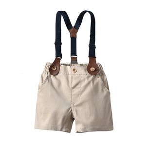 Barboteuses Enfant Bébé Garçons Jarretelles Pantalon Salopette Couleur Unie Shorts Pantalon Décontracté Lâche Bavoir Garçon Vêtements 230907