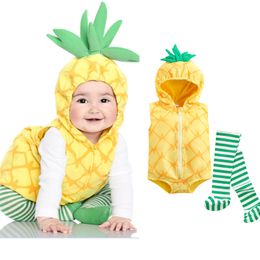 Rompers peuter babykleding avocado fruit kostuum pography puts ananas romper baby boy girl gestreepte sokken cosplay kostuum 230316