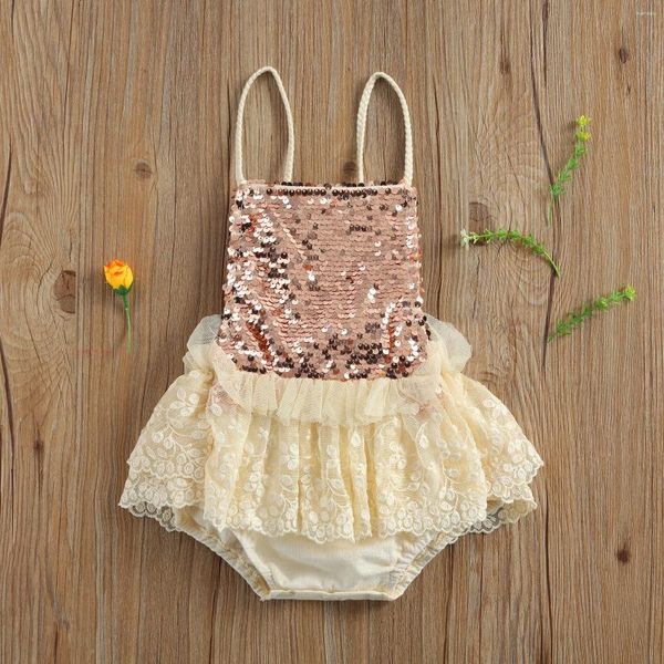 Rompers Toddler Baby Girl Party Ruffle Ruffer Rober Rober Diaper Cover Sequen Lace Tutu Hemrwork Patchwork Jumps Assocites Infant Kids Tenues