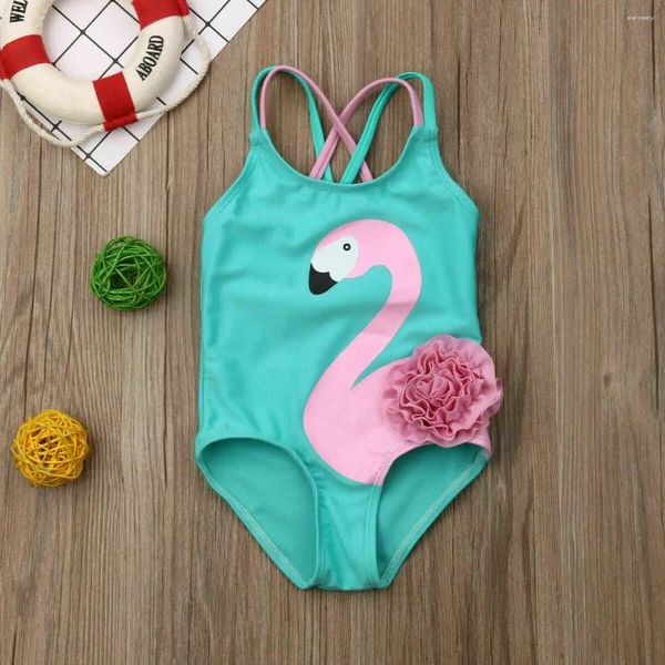 Barboteuse enfant en bas âge bébé filles flamant rose maillot de bain bikini maillot de bain maillots de bain 6M-5Y