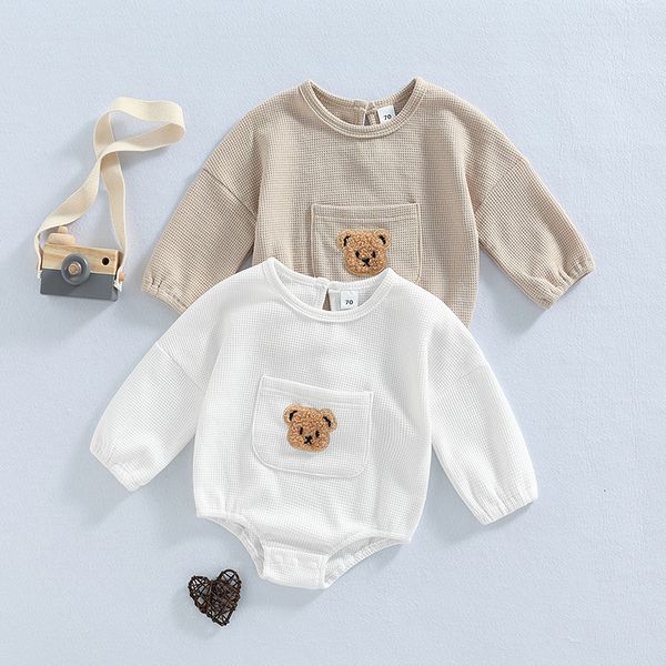 Peleles para bebés pequeños, mono de oso bonito, mono informal de manga larga para otoño, mono de una pieza para niños nacidos, ropa informal para niños 230606