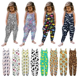 Barboteuses enfant en bas âge filles combinaison léopard sangle barboteuse été respirant confortable tenues enfants vêtements 230711