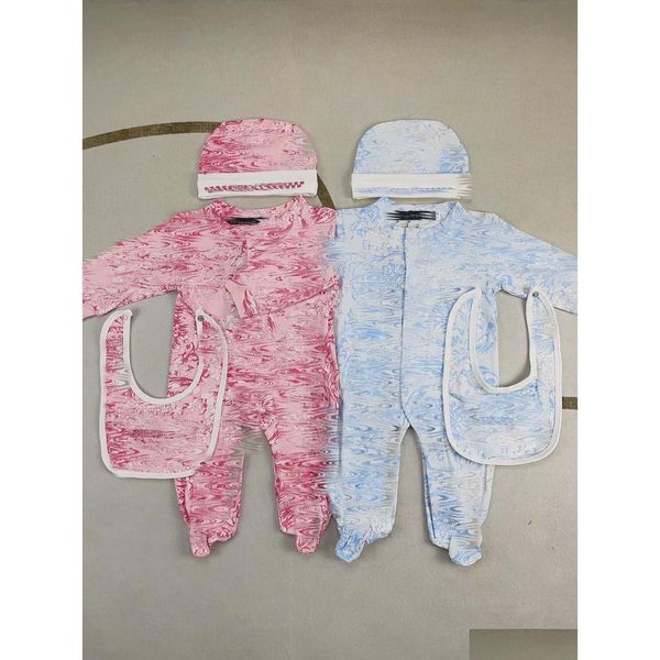 Rompers Toddler Baber Baber Baby Clothing Sets Boys Girls Fl Sleeve Cotton Soft Jumps Contanes Bib 3pcs / Set Suit004 Drop Livilor Kid Dhlmd