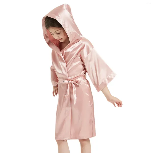 Peleles para niños pequeños, kimono para niños y niñas, bata de baño con capucha de satén de seda, batas, camisón, ropa de dormir