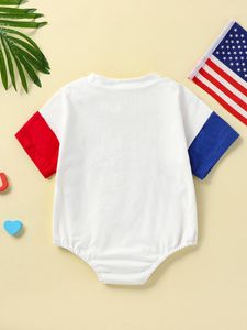 Rompertjes Vohawsa peuter jongen meisje 4 juli romper jumpsuit casual zomer korte mouw oversized bodysuit voor baby donker