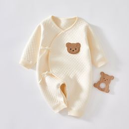 Mamelucos cálidos de algodón nacido pijamas chico bebé niños niñas ropa otoño mameluco lindo dulce oso mono manga larga otoño bebé traje 230606