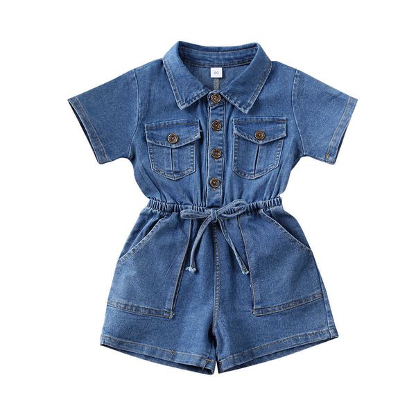 Barboteuses En Gros Enfants Fille Ensemble Vêtements Bébé Enfants Denim Barboteuse Combinaison Combishort Sunsuit Tenues J220922