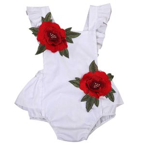 Rompers groothandel zomer pasgeboren babykleding meisje bloemen katoen jumpsuit ruches mouwloos één stuk j220922