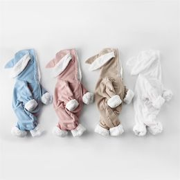Barboteuses hiver bébé né garçons filles vêtements lapin oreille à capuche combinaison infantile costume polaire épais garçons barboteuse pyjamas 220919