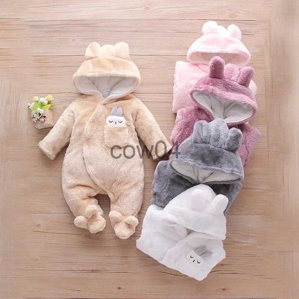 Mamelucos Ropa de invierno para bebés Mono adecuado para niñas que cubren a niños recién nacidos Ropa ajustada de lana de algodón Lindo mono con capucha de una pieza para niños pequeños