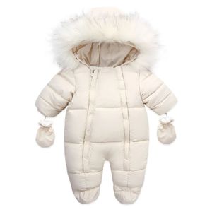 Barboteuses Hiver bébé combinaison épais chaud infantile à capuche à l'intérieur polaire barboteuses né garçon fille salopette vêtements d'extérieur enfants Snowsuit 231024