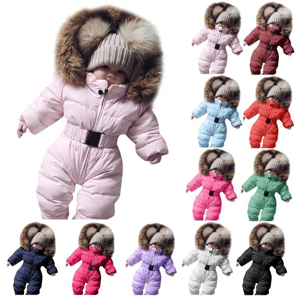ROMPERS Vêtements d'hiver bébé Snows Costume pour nourrissons filles rober à capuche chauffée de veste d'extérieur chauffante conjuntos de menino 230918