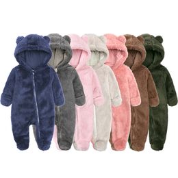 Strampler Winter Essentials Fleece Baby Kleidung Strampler Kinder Jungen Mädchen Pyjamas Kapuzen Kleinkind Body Säugling Overall Born Onesies 230926