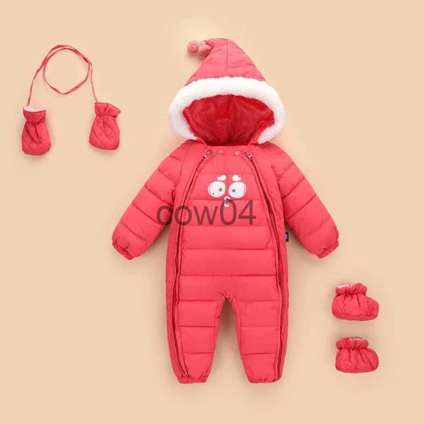 Mamelucos Conjunto de ropa de invierno para bebé, niño y niña, mono grueso, traje para la nieve para recién nacido, mono con ojos grandes, zapatos y guantes, conjunto de 3 piezas x1013