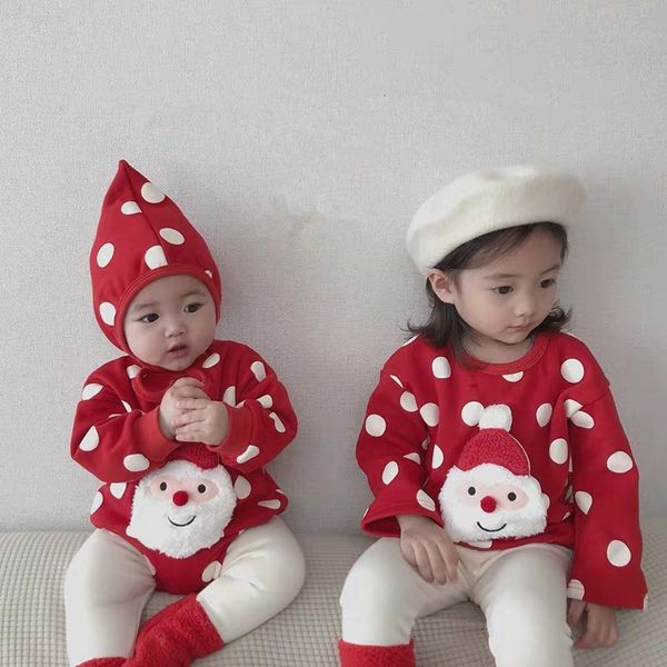 Barboteuses Hiver chaud bébé filles garçons vêtements tricot barboteuse pull enfant en bas âge à manches longues combinaison de noël avec chapeau pour enfant tenue d'automne 230831