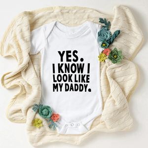 Rompertjes Ja Ik Konw Eruit Mijn Papa Grappige Schattige Baby Meisje Kleding Katoen Zomer Geboren Jongen Body Korte Mouw ropa De Bebe