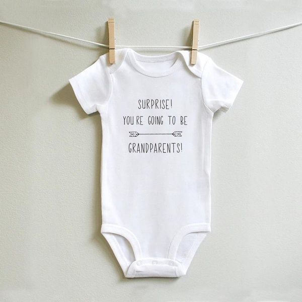 Barboteuses Vous allez être grands-parents Lettre drôle Imprimer Bébé Onesie Annonce de grossesse Vêtements Coton Garçons Filles Body