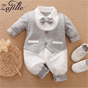 Rompertjes Zafille Baby Kostuum Met Stropdas 2023 Lente Jongen Gentelman Kleding Voor Borns Jongens Party Kids Peuter 230724