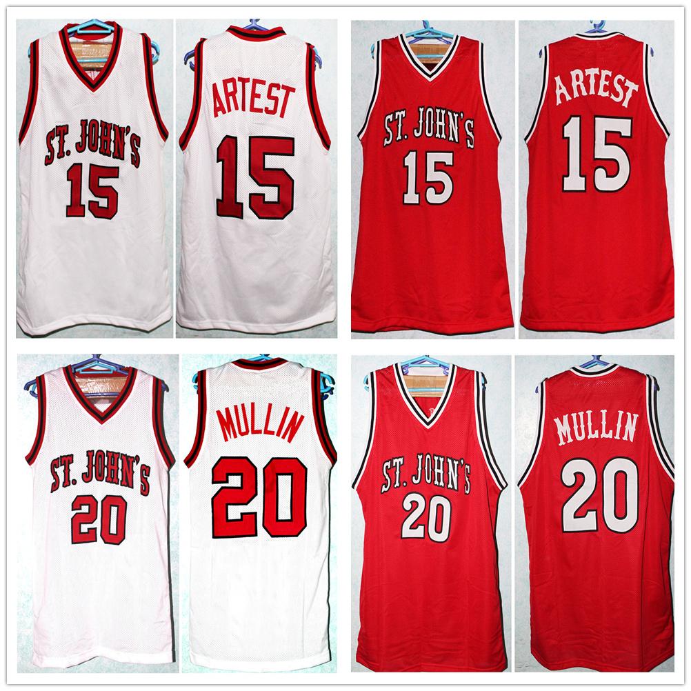 Ron Artest #15 Basketball Jersey Chris Mullin #20 Walter Berry #21 St. John's University Retro Men's Stitched Custom Number Name Name Jerseys