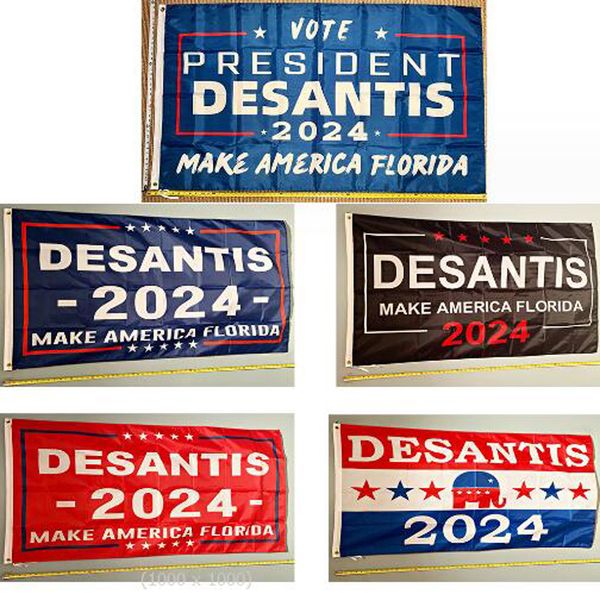 Ron Desantis pour l'élection du président 2024 Drapeau américain 90 x 150 cm 3 x 5 pieds Make America Back Florida Home Garden Bannière Décorations aux États-Unis Nouveau