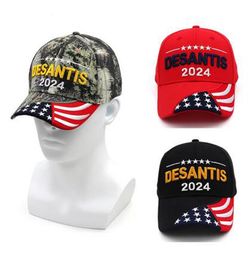 Ron DeSantis para el presidente 2024 Trucker Hat Flag Baileball Great One Sall Tize Snapback Presidente 3D Bordado 3D Cabeentes impresos en los EE. UU. DHL
