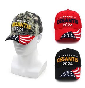 Ron DeSantis para el presidente 2024 Trucker Hat Flag Baileball Great One Size Fits Snapback Presidente 3D Bordado Bordado Cabas impresas en los EE. UU.