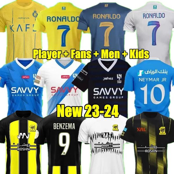 23/24 NEYMAR JR Al Nassr FC Ronaldo Maillots de football Hommes Enfants KitAl Hilal Uniforme saoudien CR7 Garçons Football Shiirt MANE Fans Player Version Jersey 23 SERGEJ Arabie Saoudite