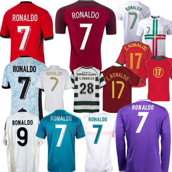 Portugal Ronaldo Retro Soccer Jerseys 04 06 12 14 Vintage Football Shirts 07 08 09 Classic Football Jersey 2024 Madrid Purple Long Manneve Kit 15 16 17 18 3xl 4xl