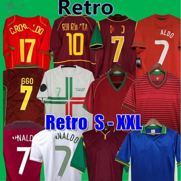 Ronaldos Retro Soccer Jerseys 1998 1999 2010 2012 2002 2004 Rui Costa Figo Nani Classic Football Shirts Camisetas de Futbol Portugals Vintage
