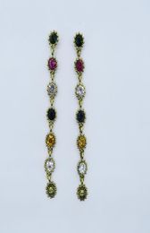 RONGHO Design Vintage kleurrijke Crystal Leo Head Stud -oorbellen voor vrouwen Punk Jewelry Gold Rhinestone Wedding Pendant Earring2483437