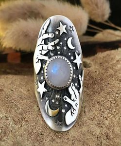 Rongyu modester creatieve goochelaar Moonstone Thai sier ring6486081