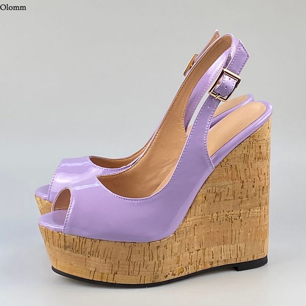 Rontic chaud à la main femmes sandales boucle sangle compensées talons hauts Peep Toe magnifique 10 couleurs chaussures de bal femmes US grande taille 5-20