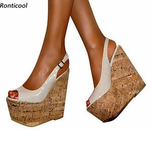 Ronticool Handmade Women Sandals Boucle Boucle Sexy Cendages High Talons Peep Toe Beige Cosplay Party Chaussures Us Taille 5-15