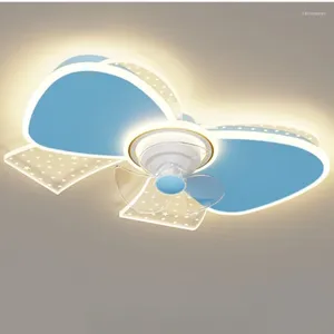 Ventilateurs de plafond de chambre avec lumières créatives lampes frontales secouantes à 360 degrés pour enfants simples garçon et fille éclairage de chambre à coucher avec nœud papillon