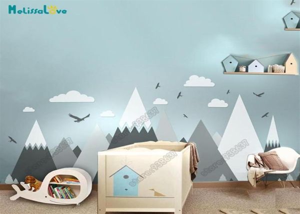 Decoración de la aventura de la sala de la sala Decoración del gran nube de montaña Nube Niños Niños Room Sticulante de pared extraíbles JW373 201106288K2296027