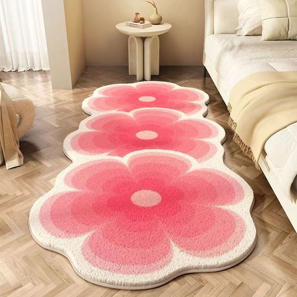 decoración de la habitación diseñadora de alfombra alfombra viento sencillo dormitorio de cama manta de cama cubeta larga alfombra encantadora y cómoda imitación de alfombra de alfombra