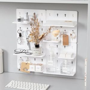 Kamer decor gat bord muur plank haken bureau organisator make-up organisatoren kamer opslagrek home accessoires punch-free gaten