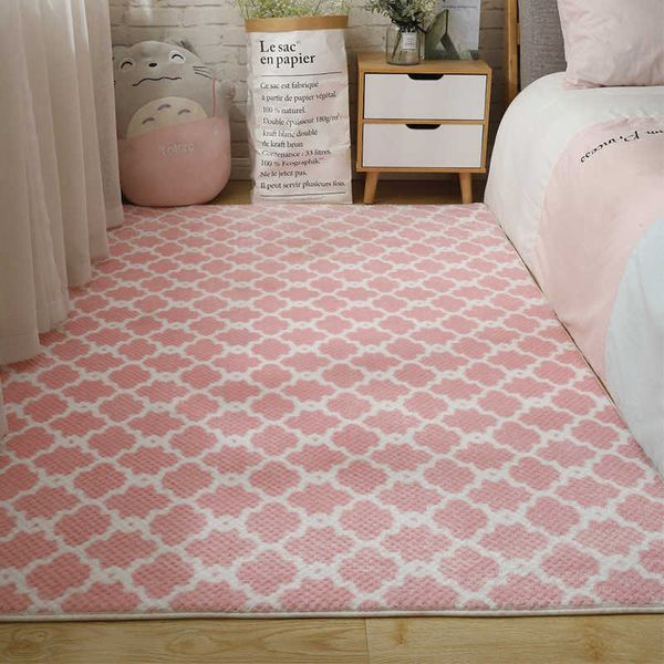 Chambre tapis épaissi chambre pleine de literie pour enfants Style fille mignonne salon Table basse court velours ananas grille