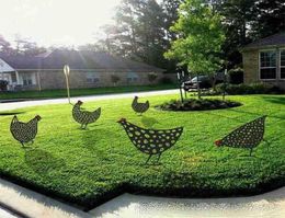 Rooster Hen Acryl Animal Stakes Garden Silhouet Yard Art Kip beeldhouwbeeld Ornamenten Lawn Outdoor Decor Chicken Yard AR2388587