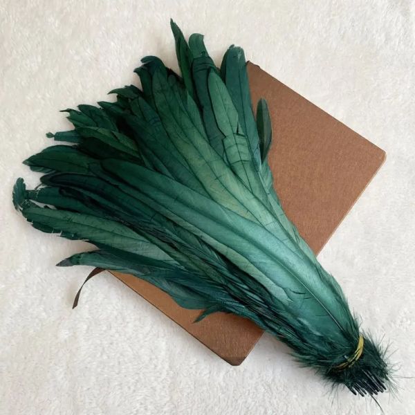 Rooster Tail Feathers 100pcs 25-45 cm Plumes naturels Black Green Orange DIY COCK Vêtements Bijoux Accessoires