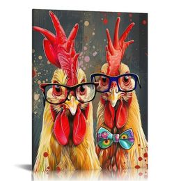 Roosters toile art mural peinture de poulet familiale de coq poulet poulies photo