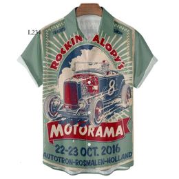 Ropahombre mode hommes chemises décontractées été Vintage haut 3D imprimé voiture lâche hawaïen hommes chemise plage Aloha mode vêtements Ropahombre 445 57