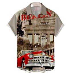 Ropahombre shirt Mode Mannen Casual Shirts Zomer Vintage Top 3D Geprinte Auto Los Hawaiiaans Heren Shirt Strand Aloha Mode Kleding Ropahombre 66