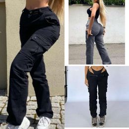 Ropamujer Cargobroek Dames Effen Kleur Werkkleding Broek Met Meerdere Zakken Casual Hoge Taille Modieuze Veelzijdige Broek Broek 3xl