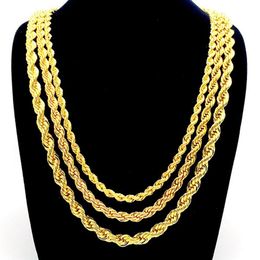 Collar de cadena de cuerda Cadena de nudo rellena de oro amarillo de 18 k 3 mm 5 mm 7 mm de ancho278b